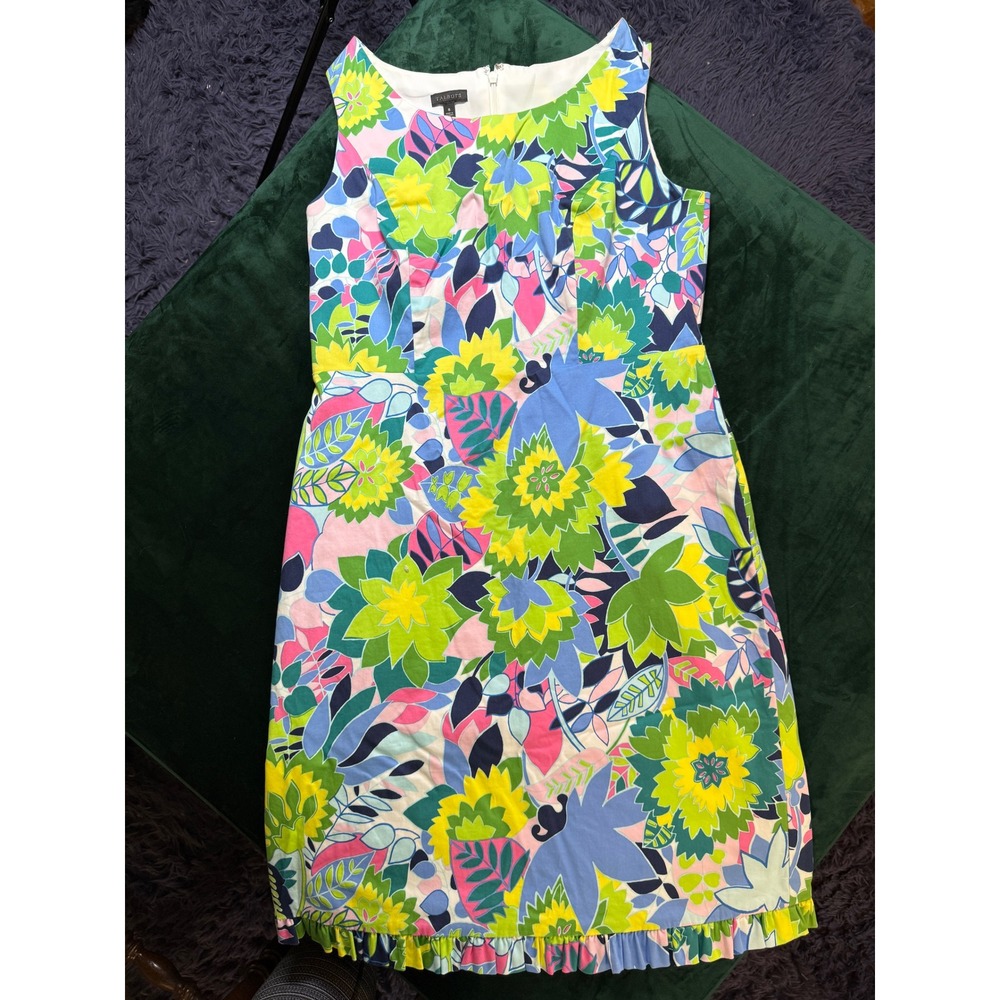 Talbots Womens Floral Sleeveless Sheath Dress Green Blue Pink Yellow‎ Size 6